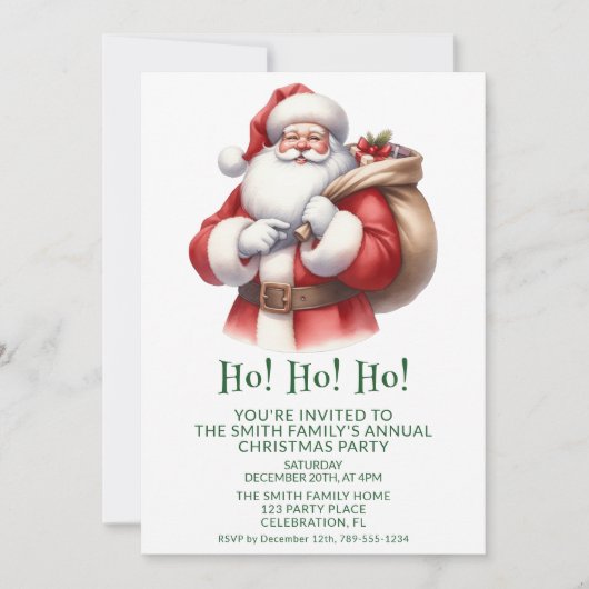 Invitation Père Noël Présente le Parti Vert (Devant)