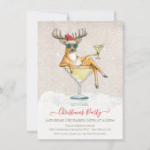 Invitation Père Noël Reindeer Martini Cocktail Noël (Devant)