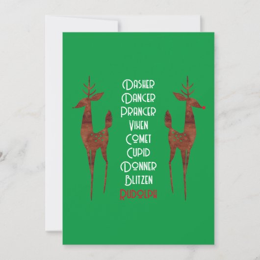 Invitation - Père Noël Reindeer - Rudolph (Devant)