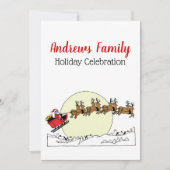 Invitation Père Noël Reindeer Sur La Neige Couverte Ville Lt  (Devant)