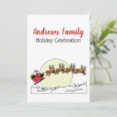 Invitation Père Noël Reindeer Sur La Neige Couverte Ville Lt  (Debout devant)