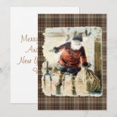 Invitation Père Noël Rétro à carreaux (Devant / Derrière)