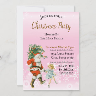 Invitation Père Noël Rose de Noël Vintage Personnalisé