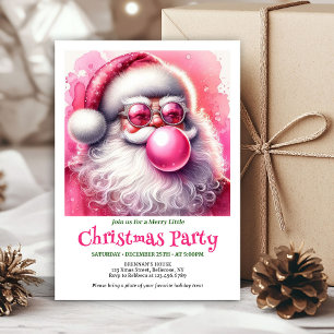 Invitation Père Noël Rose Numérique Bubble Gum Noël Drôle 