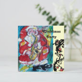 Invitation PÈRE NOËL & SAX, NOËL PARTY Gold Metallic (Debout devant)