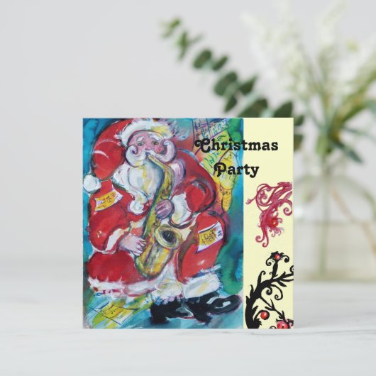 Invitation PÈRE NOËL & SAX, NOËL PARTY Gold Metallic (Debout devant)