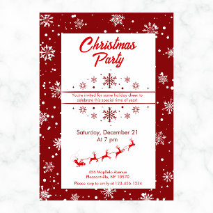 Invitation Père Noël Sleigh & Snowflakes