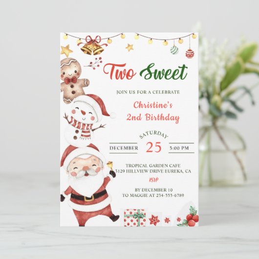 Invitation Père Noël Snowman deux doux Noël fête d'anniversai (Debout devant)