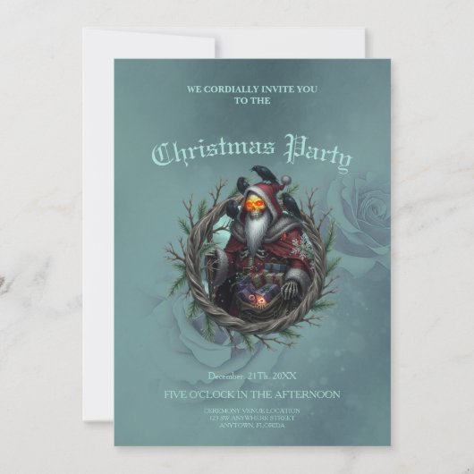 Invitation Père Noël sombre des ombres – Squelette de Noël go (Devant)