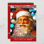 Invitation Père Noël souriant joyeuse fête de Noël (Devant / Derrière)