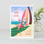 Invitation Père Noël sur la plage Vacances d'été (Debout devant)