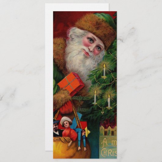 Invitation Père Noël sur l'invitation verte (Devant / Derrière)