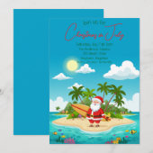 Invitation Père Noël sur une île Noël de juillet (Devant / Derrière)