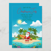 Invitation Père Noël sur une île Noël en juillet (Devant / Derrière)