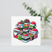 Invitation Père Noël Sushi Delight - Art de Noël Festif (Debout devant)