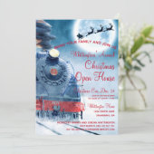 Invitation Père Noël, Train Red Christmas Open House Invitati (Debout devant)