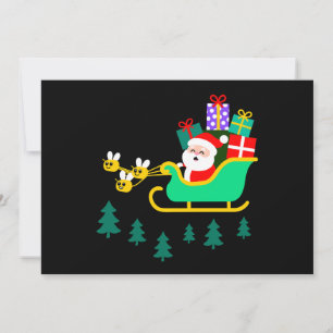Invitation Père Noël Traîneau Abeilles Cadeaux de Noël Pins N