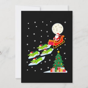 Invitation Père Noël Traîneau Alligator Noël Lune Neige Arbre