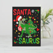 Invitation Père Noël TRex Kid Christmas Dinosaur Tree Rex Boy (Debout devant)