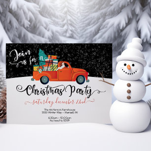 Invitation Père Noël Truck Noël Tree Party