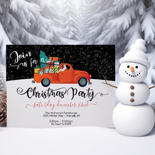Invitation Père Noël Truck Noël Tree Party