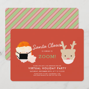 Invitation Père Noël Venant à Zoom Red Virtual Holiday Party 