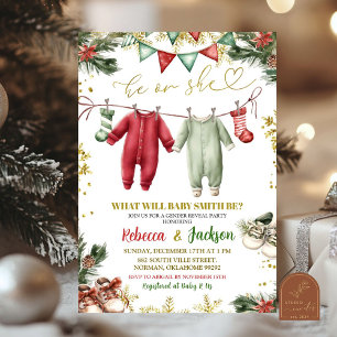 Invitation Père Noël Vêtements de pendaison de bébé révélatio