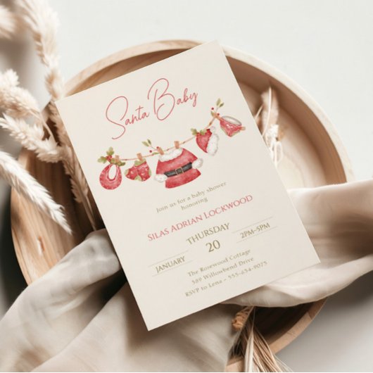Invitation Père Noël Vêtements pour bébés Baby shower pour ga