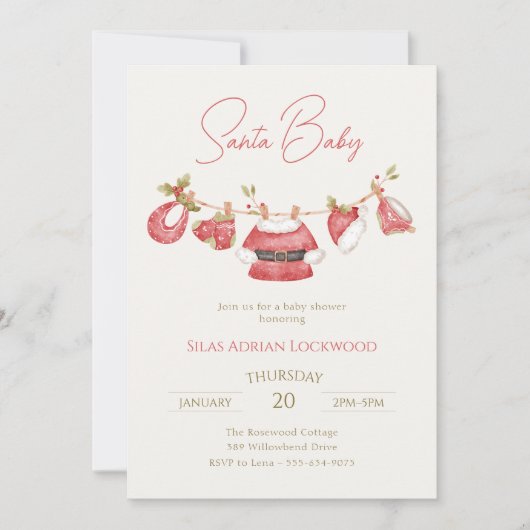 Invitation Père Noël Vêtements pour bébés Baby shower pour ga (Devant)