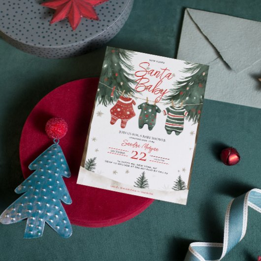 Invitation Père Noël Vêtements pour bébés LigneBaby shower Pi