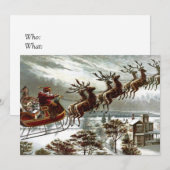 Invitation Père Noël victorien Reindeer et Sleigh (Devant / Derrière)