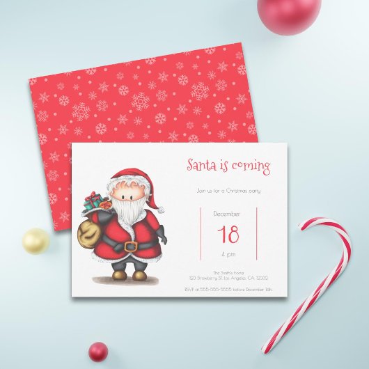 Invitation Père Noël vient avec le Père Noël mignon avec des