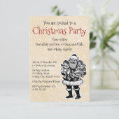 Invitation Père Noël vintage (Debout devant)