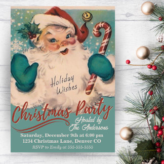 Invitation Père Noël vintage avec fête de Noël Sucre de canne