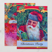 INVITATION PÈRE NOËL VINTAGE CHRISTMAS PARTI (Devant / Derrière)