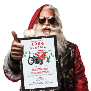 Invitation Père Noël Vintage Classic Motorcycle Biker Anniver