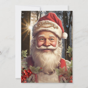 Invitation Père Noël vintage de Noël bois hivernal