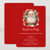Invitation Père Noël vintage de Noël souriant (Devant / Derrière)