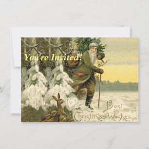 Invitation Père Noël vintage Noël victorien vacances Arbre 