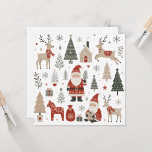 Invitation Père Noël vintage scandinave Noël Renne
