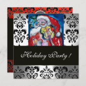 INVITATION PÈRE NOËL & VIOLIN, MONOGRAMME DE DOMMASQUES BLANC (Devant / Derrière)