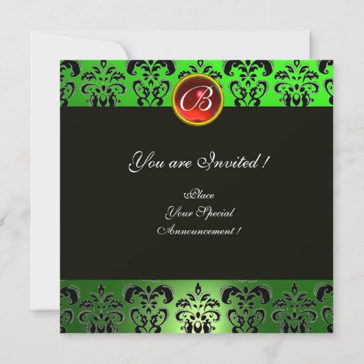 INVITATION PÈRE NOËL & VIOLIN, VERT NOIR DOMMASQUE MONOGRAM, (Dos)