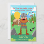 Invitation Père Viking avec ballon appelle à la fête (Devant)