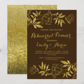 Invitation Péréales de feuille d'or fleur mariage de répétiti (Devant / Derrière)