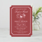 Invitation Perfect Match Made in Heaven Red Bridal Shower (Debout devant)