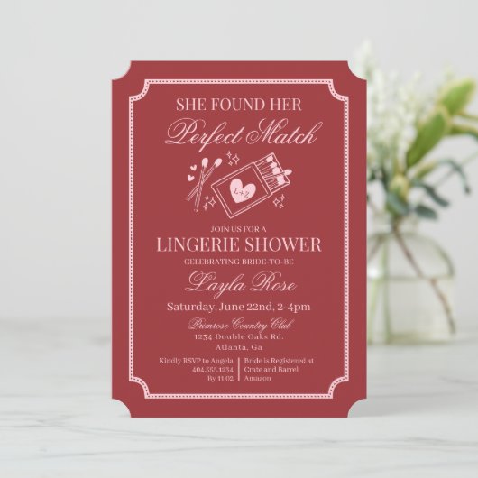 Invitation Perfect Match Made in Heaven Red Lingerie Shower (Debout devant)
