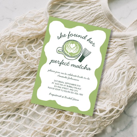 Invitation Perfect Matcha Green Tea Hand Drawn Bridal Shower