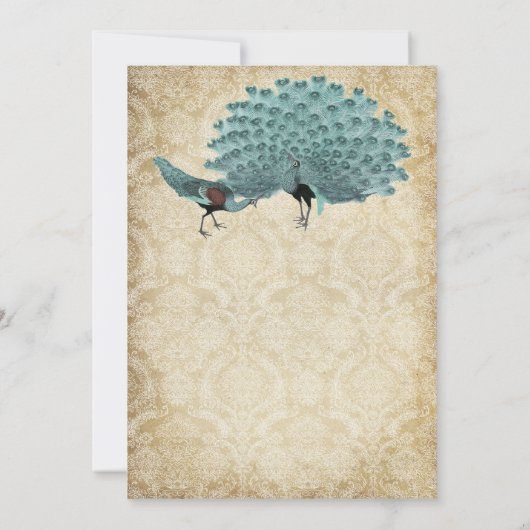 Invitation Perfect Pair Aqua Agé Damask Peacock Élégance (Dos)