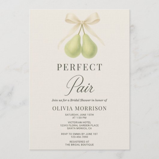 Invitation Perfect Pair Bow QR Code Bridal Shower (Devant)