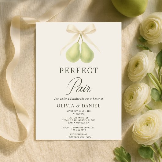 Invitation Perfect Pair Coquette Bow Couples Shower